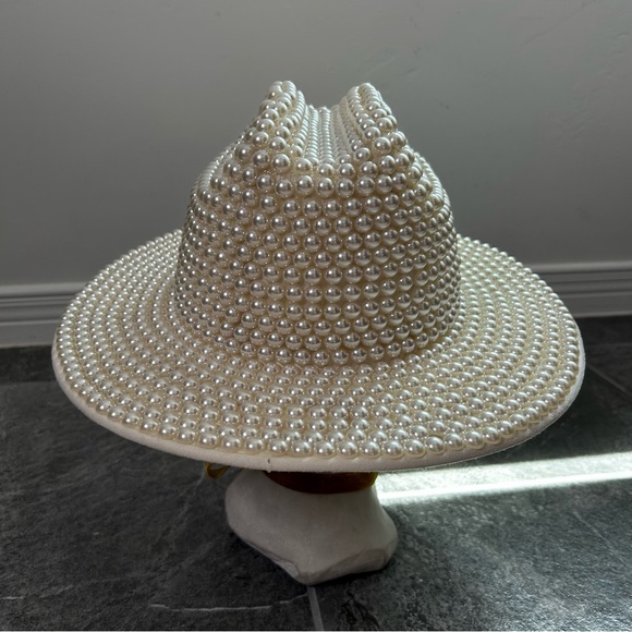 Cato Pearl-Embellished Cream Cowgirl Hat One Size Bachelorette Country Concert - Picture 4 of 16